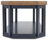 Landocken 3-Piece Brown Wood and Blue Slate Accent Table Set