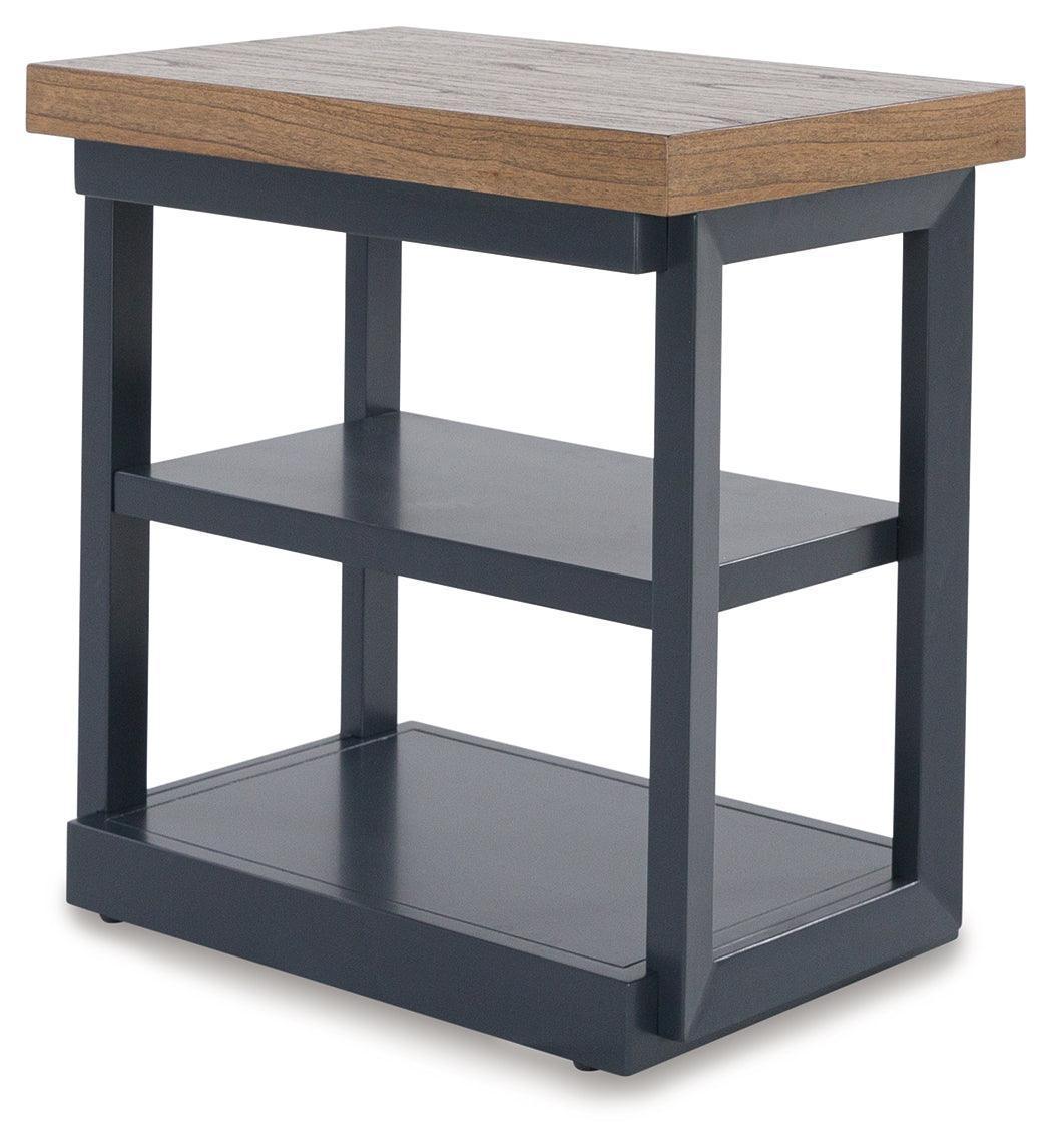 Landocken 3-Piece Brown Wood and Blue Slate Accent Table Set