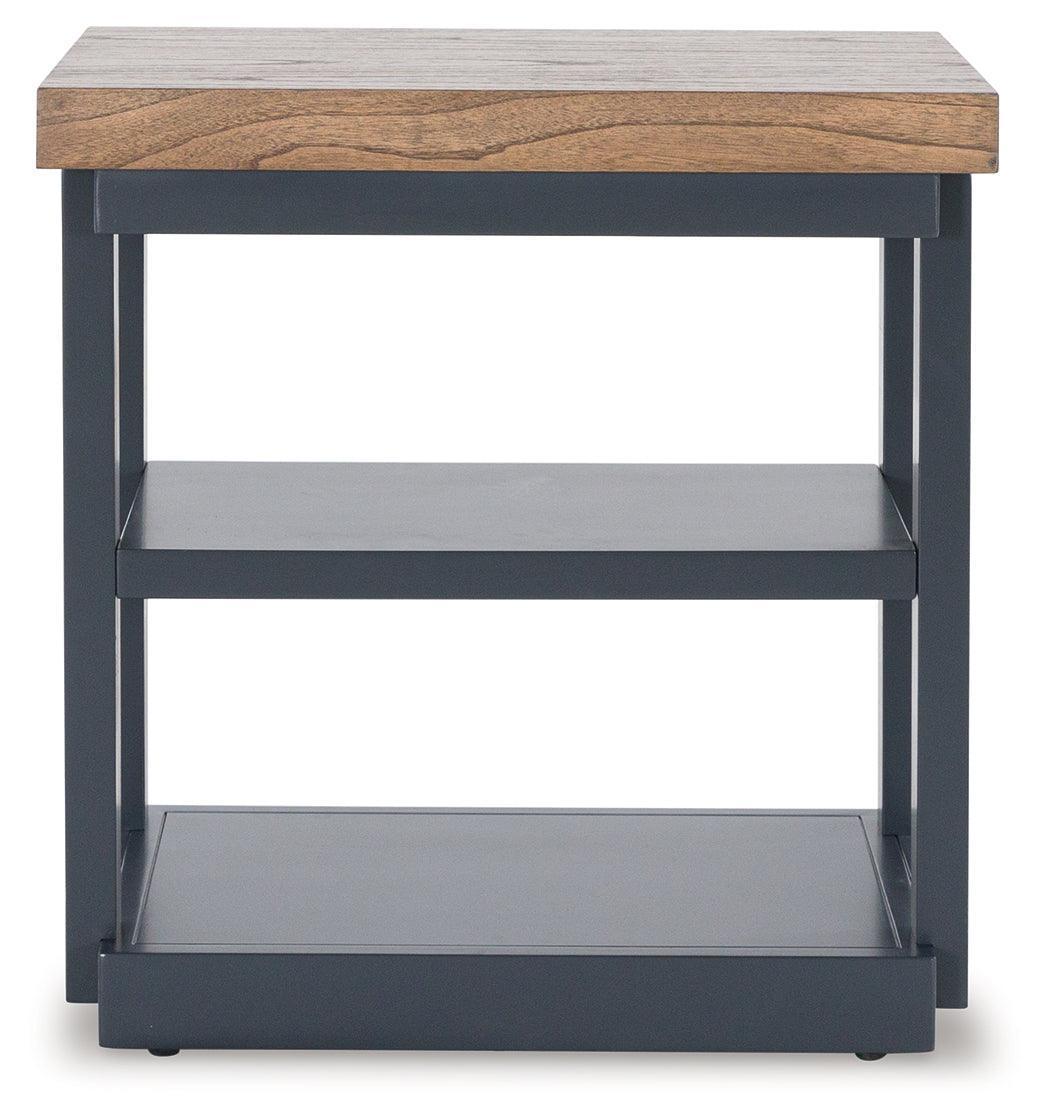 Landocken 3-Piece Brown Wood and Blue Slate Accent Table Set
