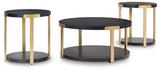 Shylore Black/Brass Finish Table (Set of 3)