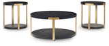 Shylore Black/Brass Finish Table (Set of 3)