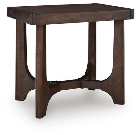 Korestone Dark Brown End Table angled view