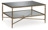 Cloverty Aged Gold Finish Coffee Table With 2 End Tables