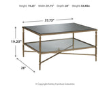 Cloverty Aged Gold Finish Coffee Table With 2 End Tables