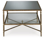 Cloverty Aged Gold Finish Coffee Table With 2 End Tables