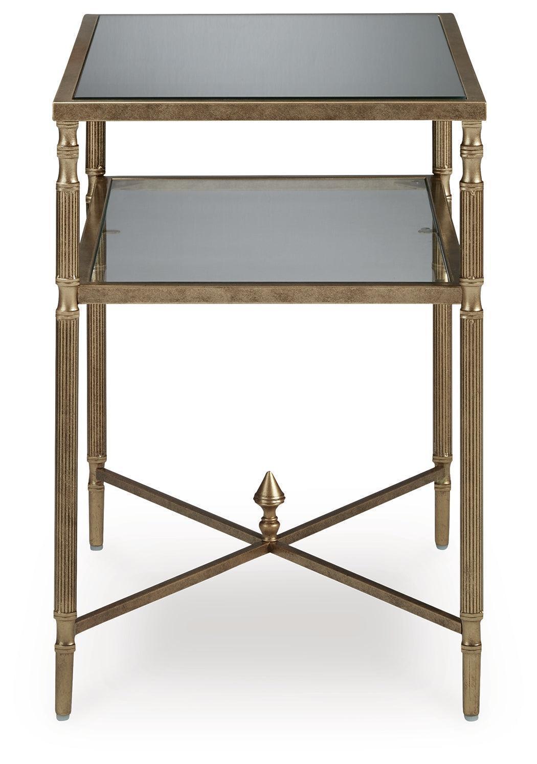 Cloverty Aged Gold Finish Coffee Table With 2 End Tables