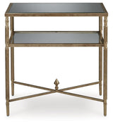 Cloverty Aged Gold Finish Coffee Table With 2 End Tables