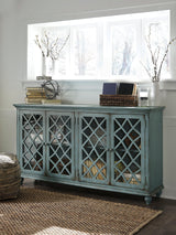 Mirimyn Antique Teal Accent Cabinet - Ella Furniture