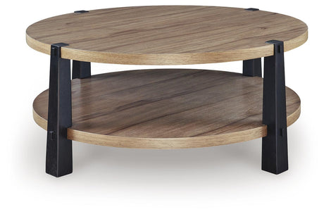 Ridgester Light Brown/Black Coffee Table view 3
