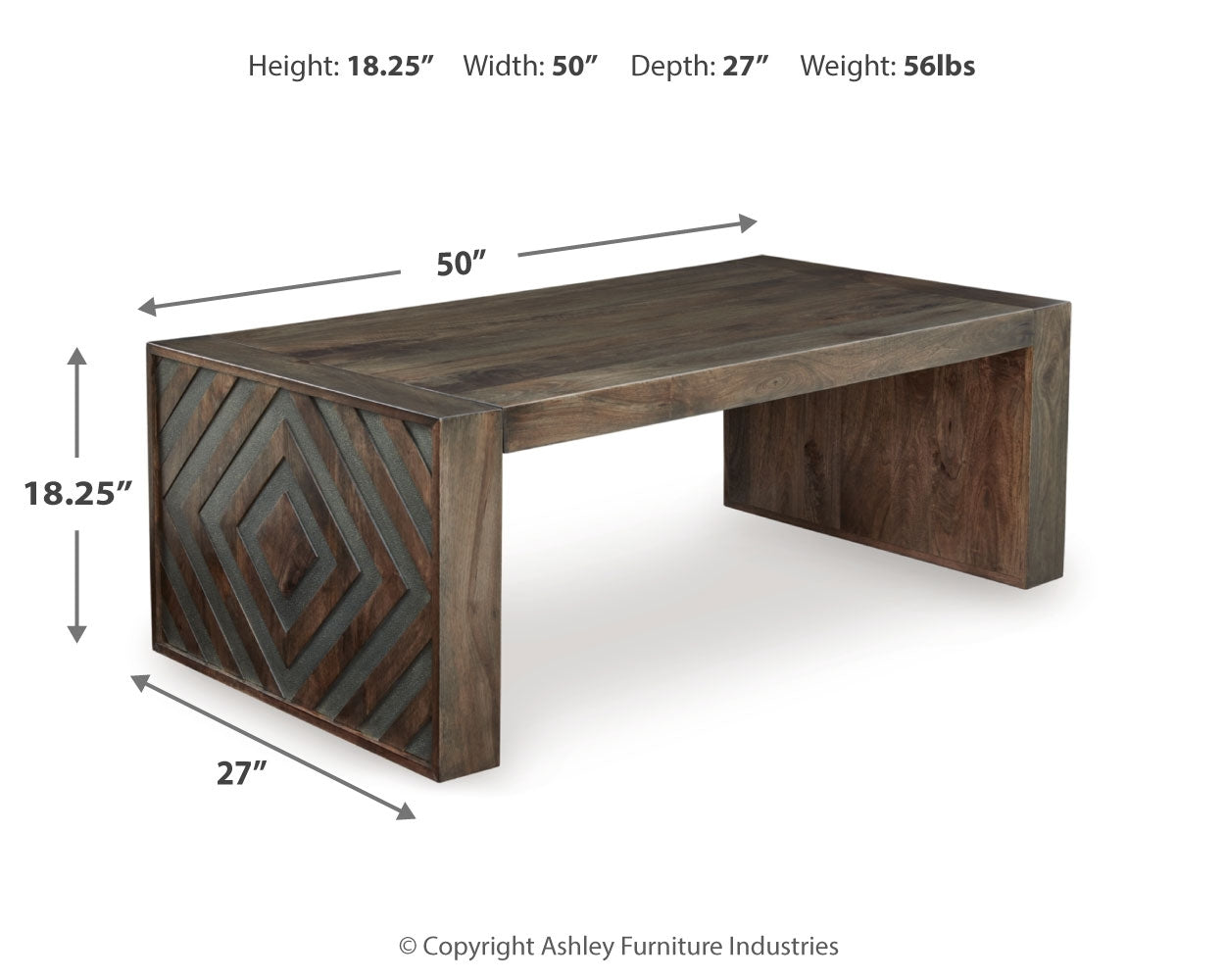 Dreggan Brown Coffee Table with 2 End Tables