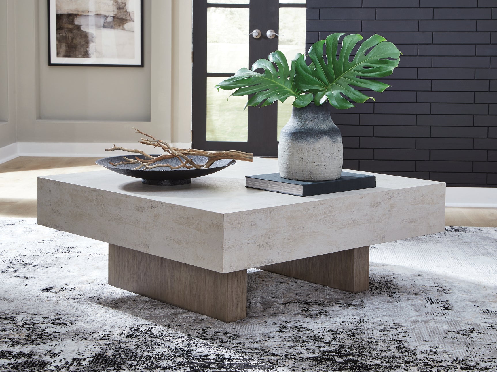 Jorlaina Light Grayish Brown Wood Coffee Table