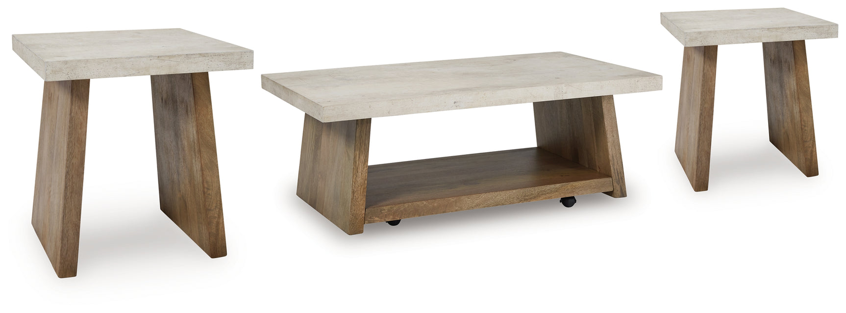 Brendalhouse Light Brown Coffee Table with 2 End Tables