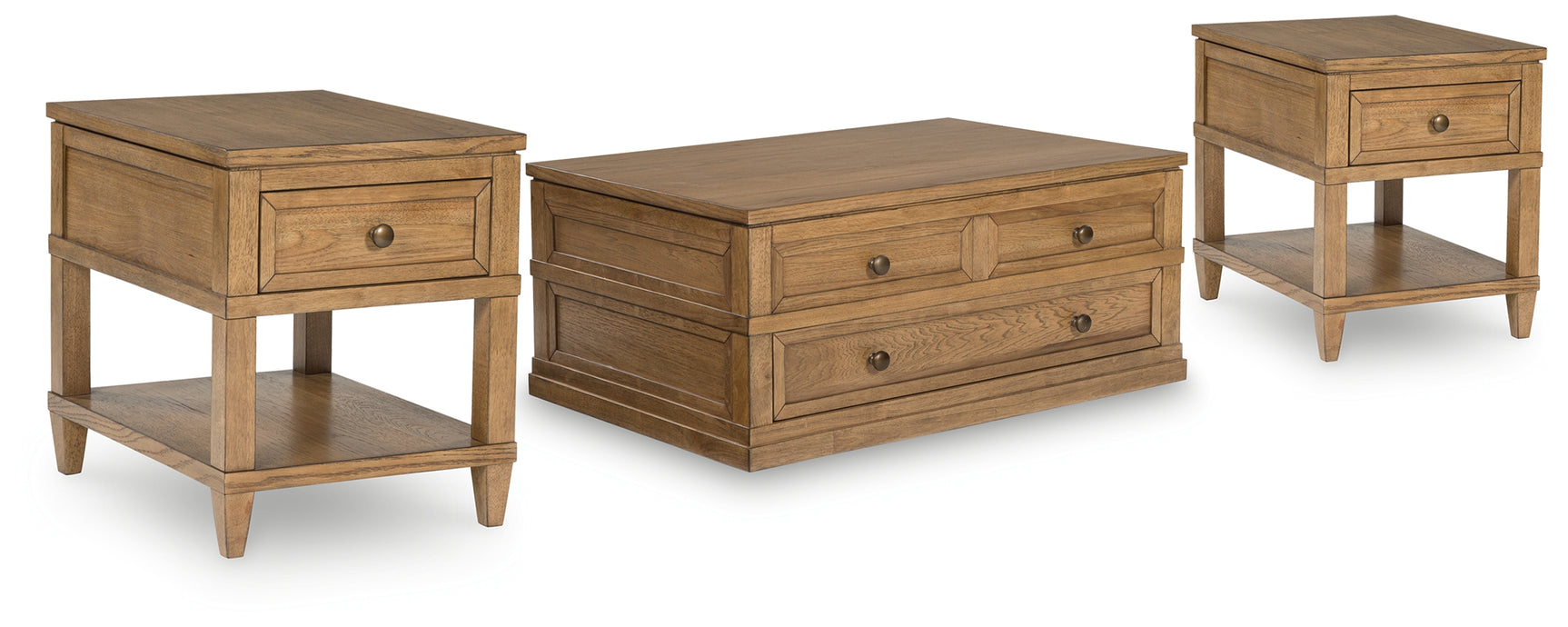 Sharlance Light Brown Coffee Table with 2 End Tables