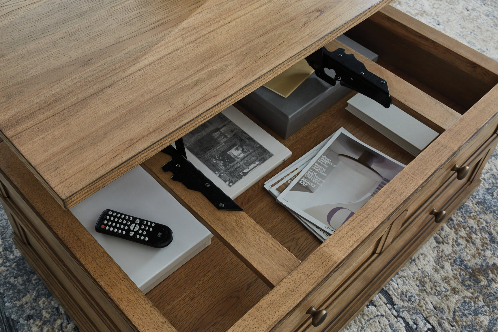 Sharlance Light Brown Lift-Top Coffee Table