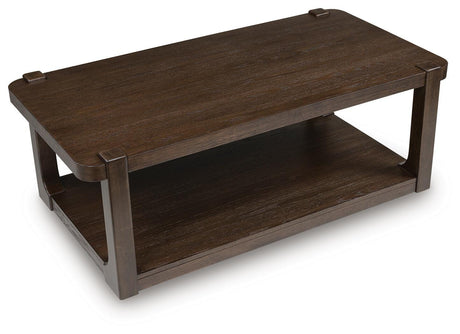 Breckington Dark Brown Coffee Table angled view