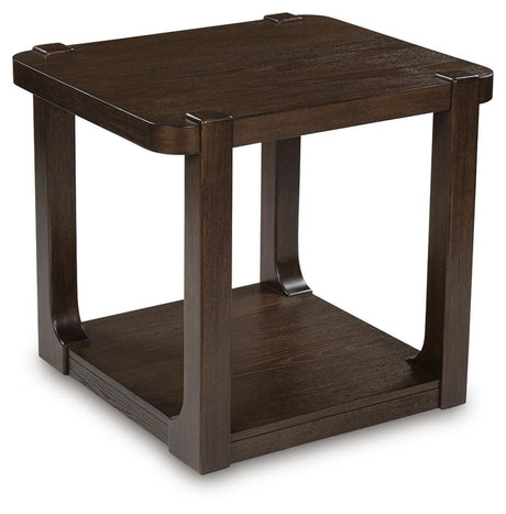 Breckington Dark Brown End Table angled view