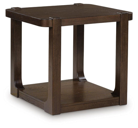 Breckington Dark Brown End Table angled view