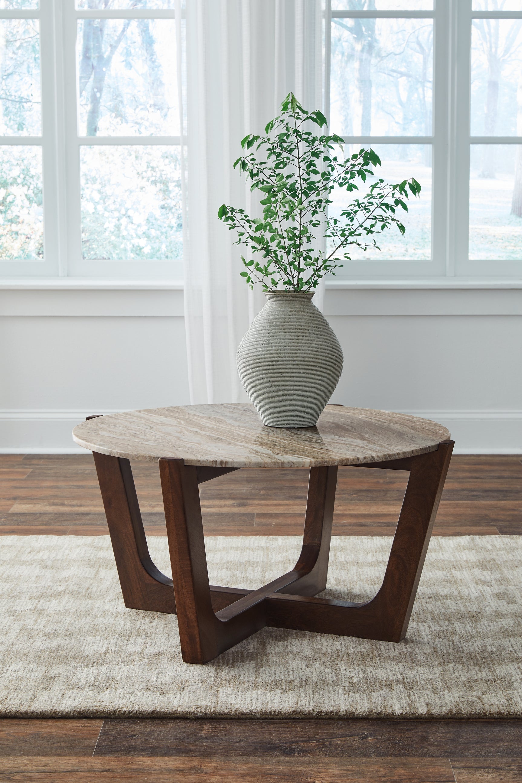 Tanidore Warm Brown Coffee Table with 2 End Tables
