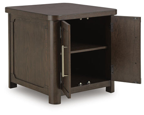 Breckington Dark Brown End Table angled view