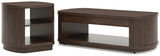 Korestone Dark Brown Coffee Table with 1 End Table
