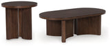 Korestone Dark Brown Coffee Table with 1 End Table
