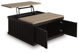 Rylandyn Black/Light Brown Lift-Top Coffee Table angled view