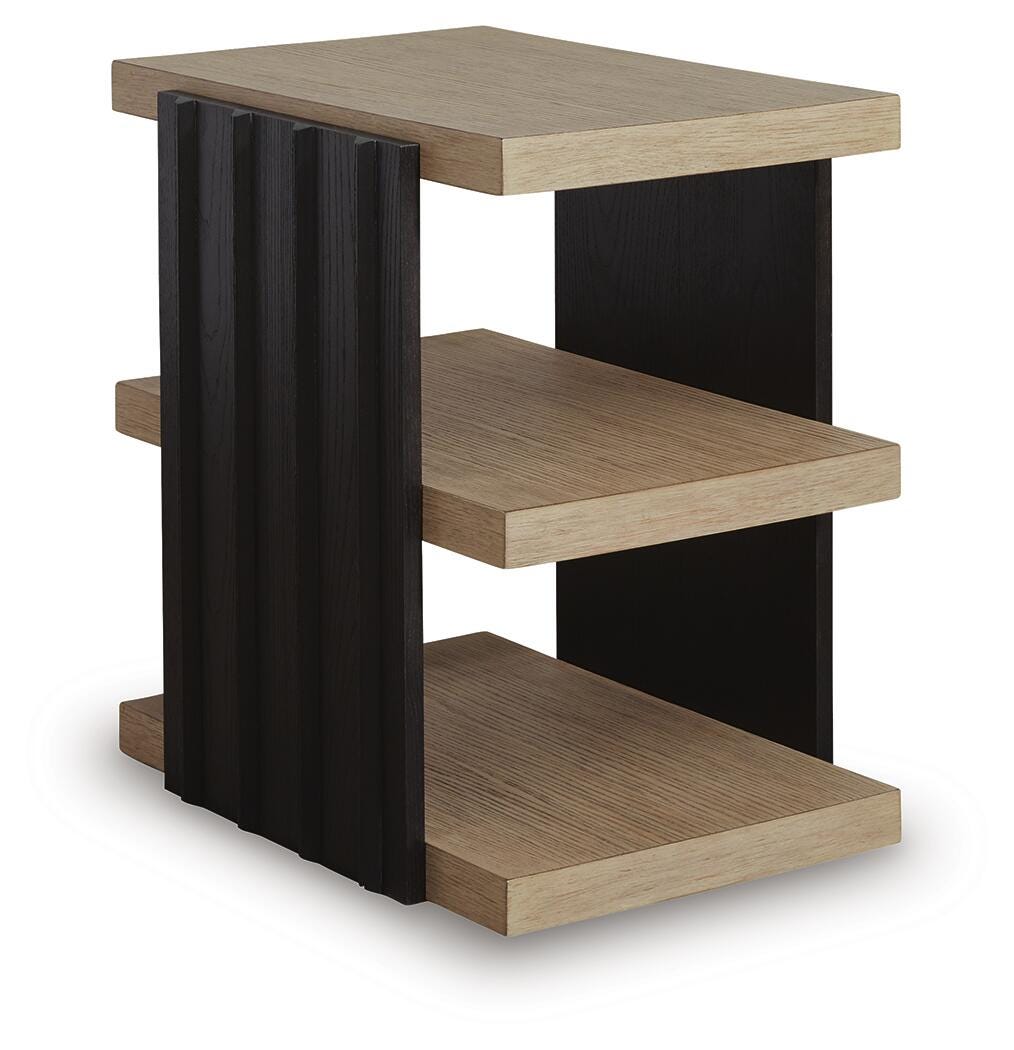 Rylandyn Black/Light Brown End Table angled view