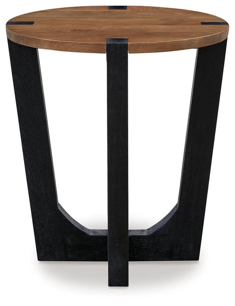 Hanneforth Brown/black End Table - Ella Furniture