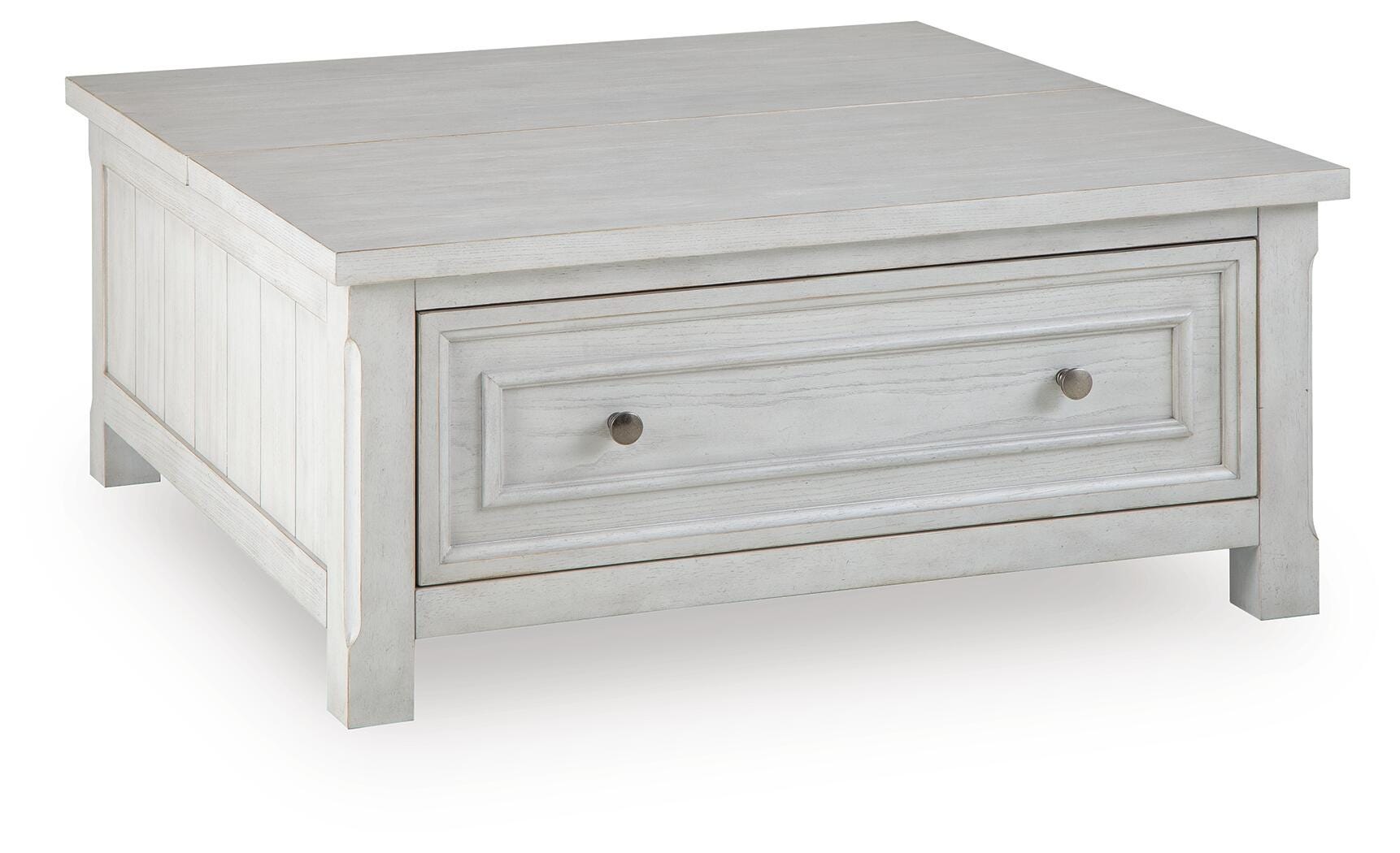 Robbinsdale Antique White Lift-Top Coffee Table angled view