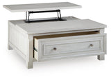 Robbinsdale Antique White Lift-Top Coffee Table angled view