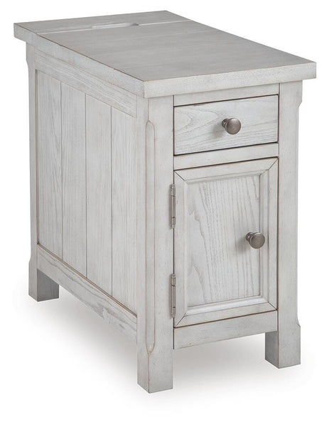 Robbinsdale Antique White Chairside End Table angled view