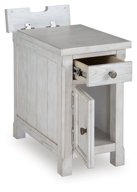 Robbinsdale Antique White Chairside End Table angled view
