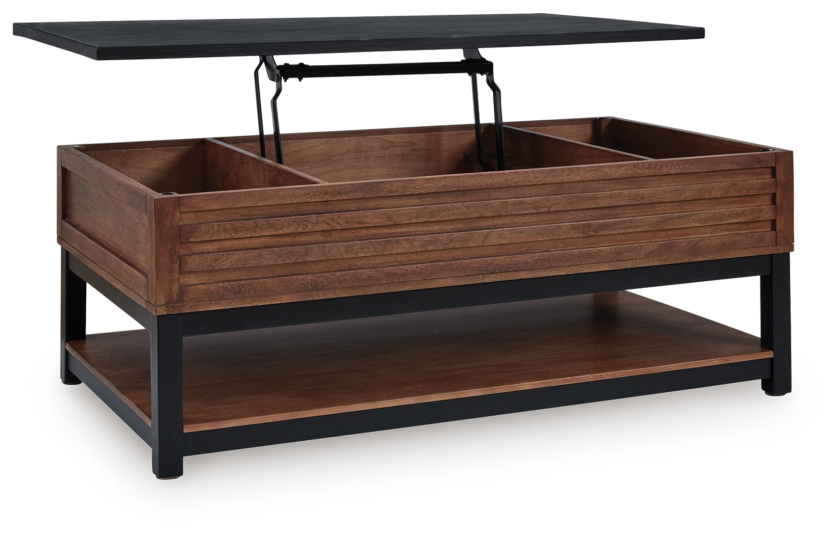Kallari Warm Brown/Black Lift-Top Coffee Table