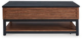 Kallari Warm Brown/Black Lift-Top Coffee Table