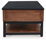Kallari Warm Brown/Black Lift-Top Coffee Table