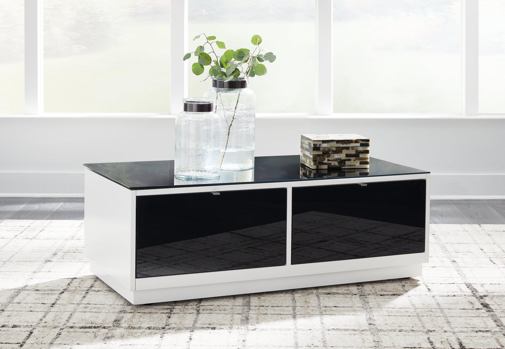 Gardoni White/Black Coffee Table with 2 End Tables