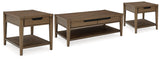 Roanhowe Brown Coffee Table With 2 End Tables