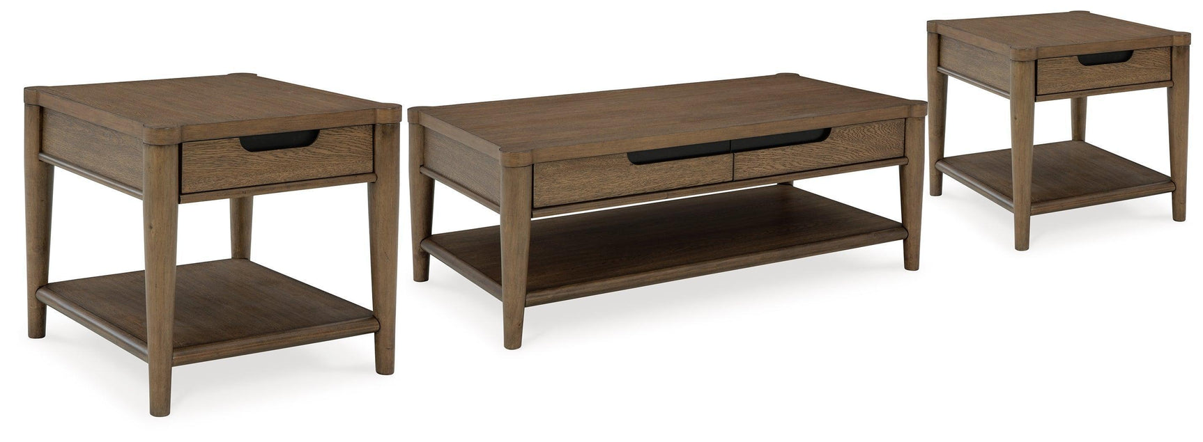 Roanhowe Brown Coffee Table With 2 End Tables