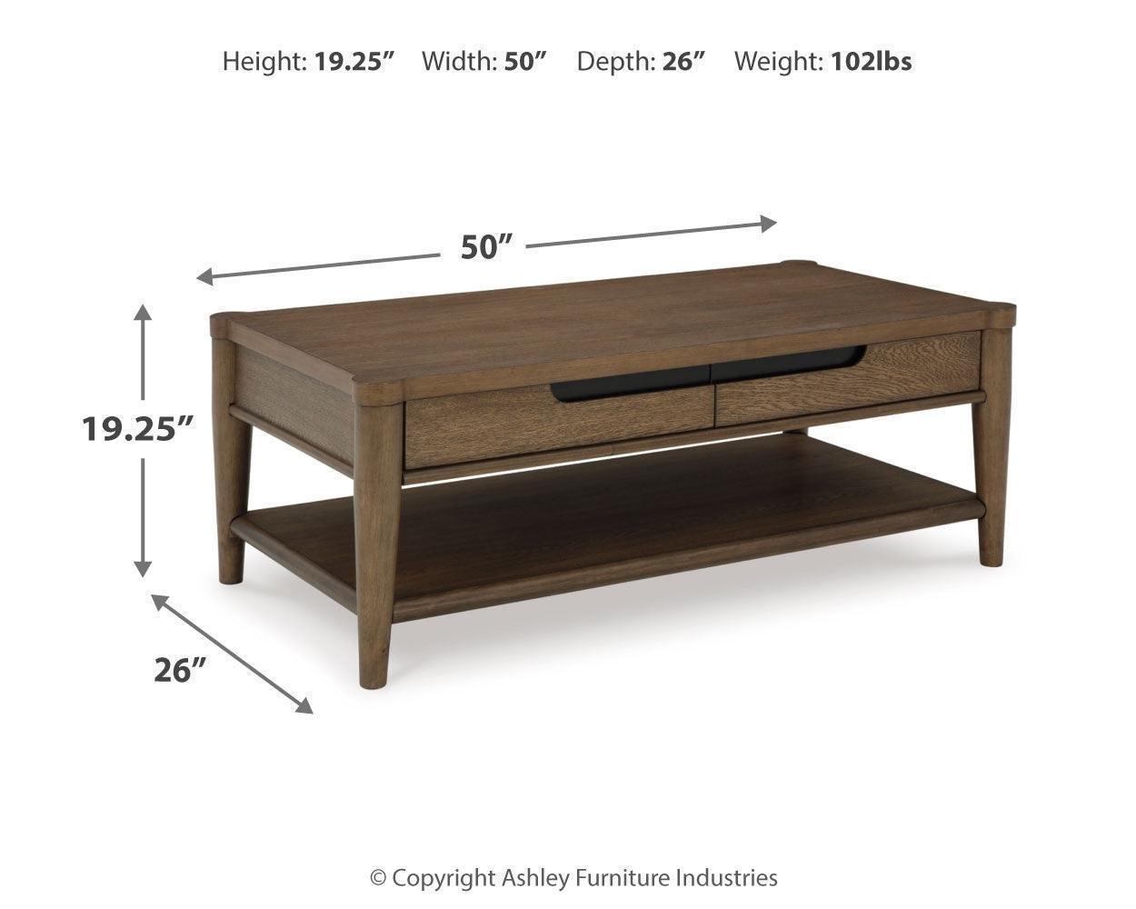 Roanhowe Brown Coffee Table With 2 End Tables