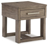 Loyaska Grayish Brown/White Coffee Table with 2 End Tables