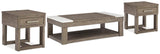Loyaska Grayish Brown/White Coffee Table with 2 End Tables