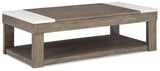 Loyaska Grayish Brown/White Coffee Table with 2 End Tables