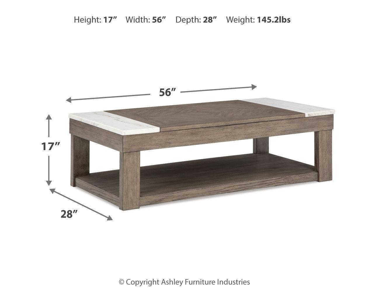 Loyaska Grayish Brown/White Coffee Table with 2 End Tables