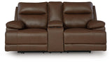 VonRyan Tobacco Leather Power Reclining Loveseat