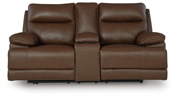 VonRyan Tobacco Leather Power Reclining Loveseat