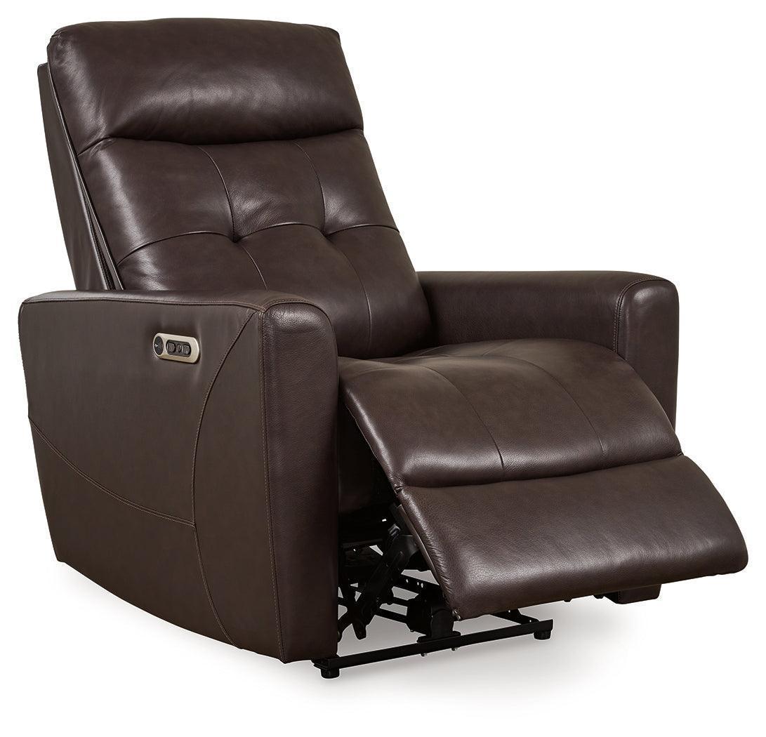Pisgham Chocolate Leather Power Recliner