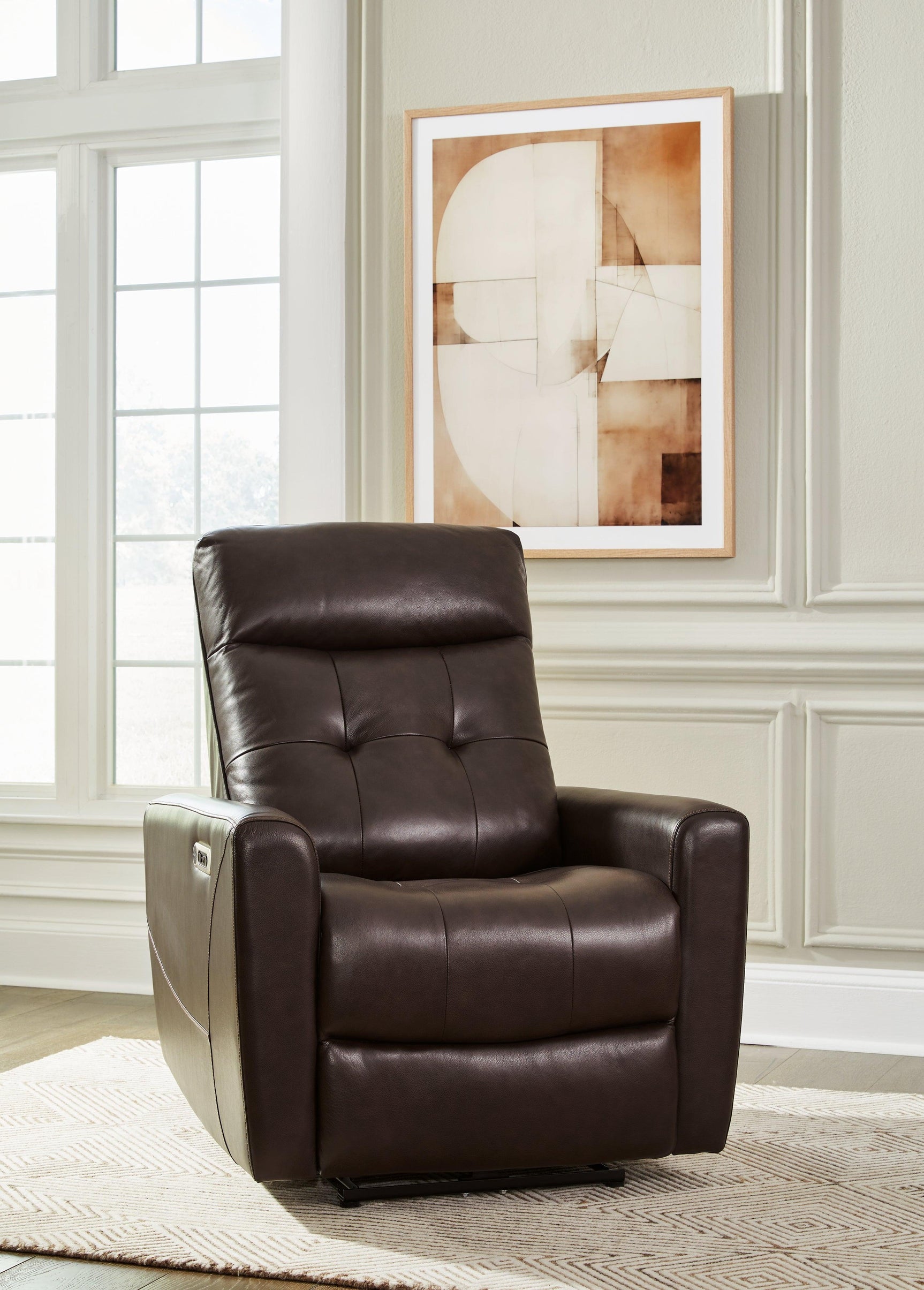 Pisgham Chocolate Leather Power Recliner