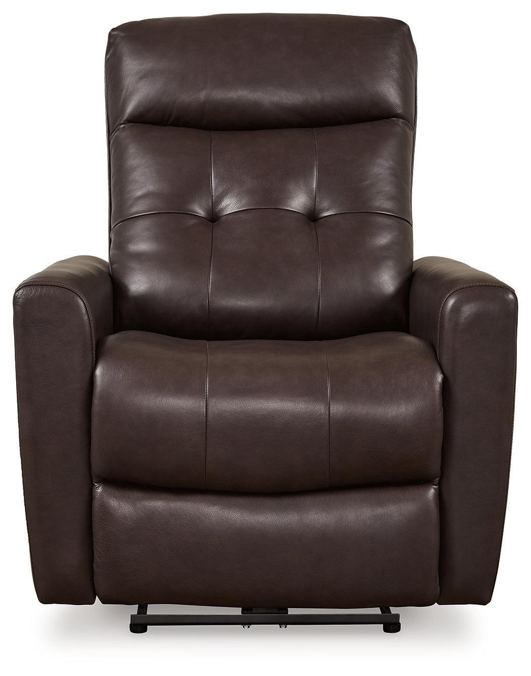 Pisgham Chocolate Leather Power Recliner