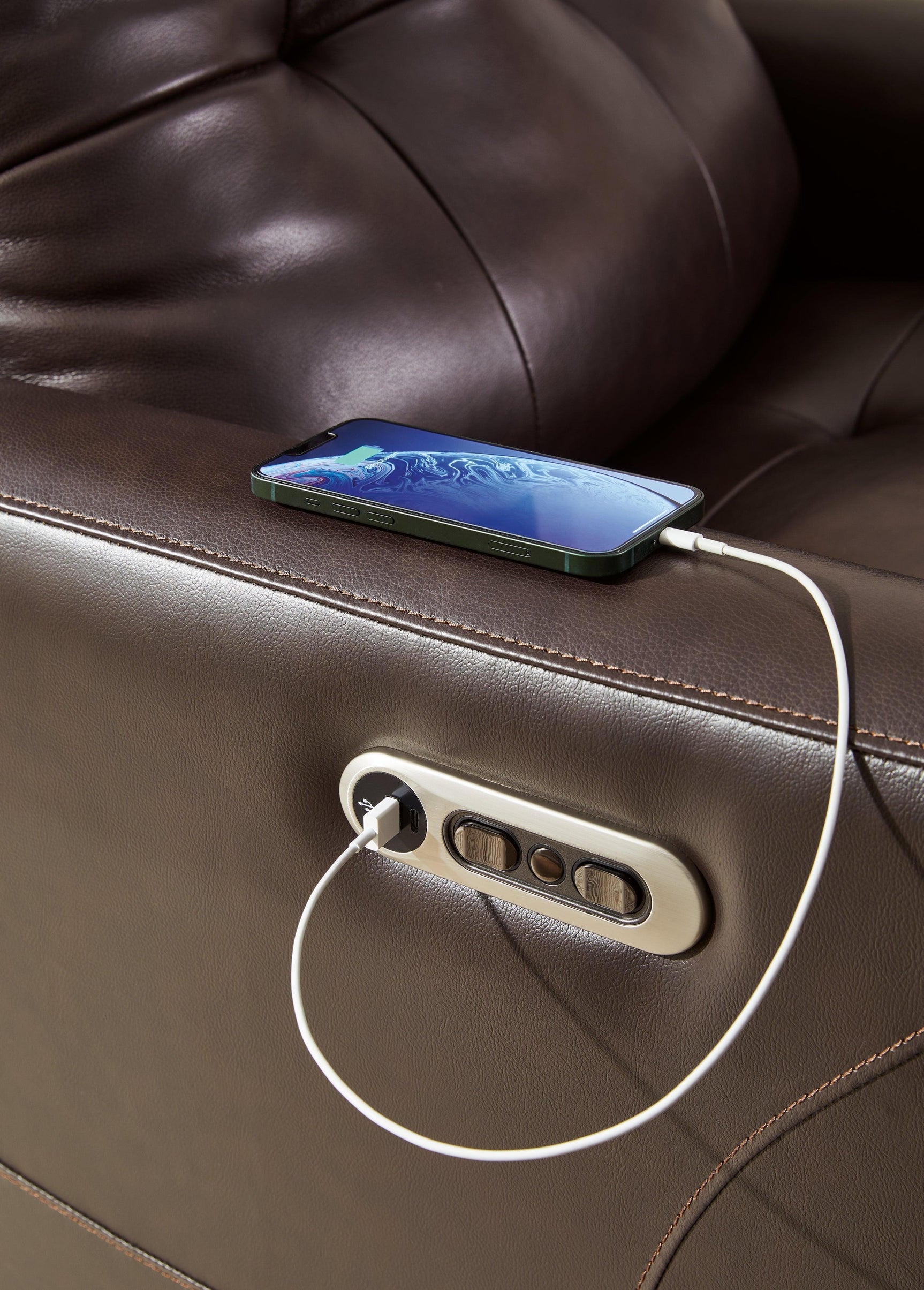 Pisgham Chocolate Leather Power Recliner