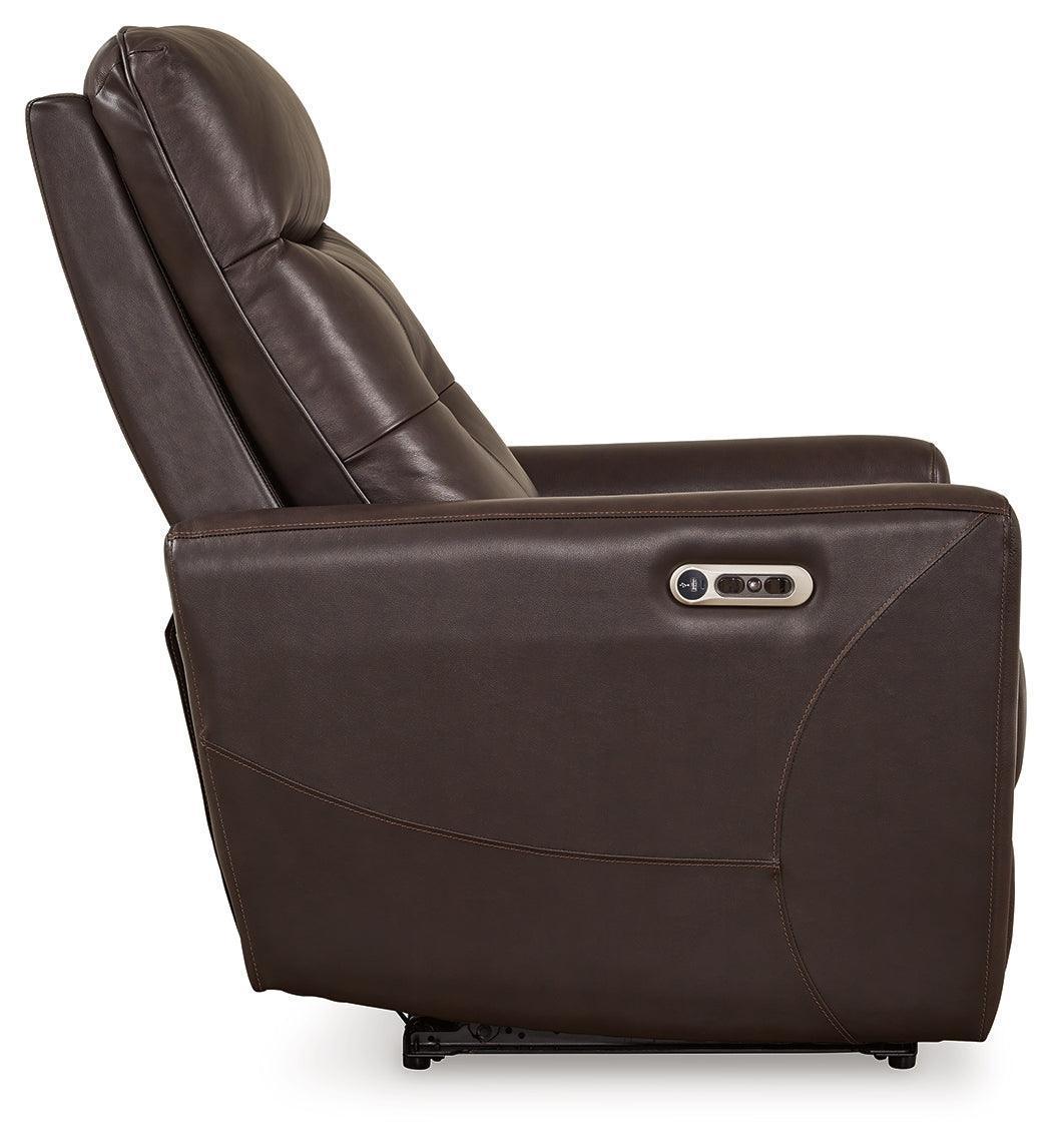 Pisgham Chocolate Leather Power Recliner